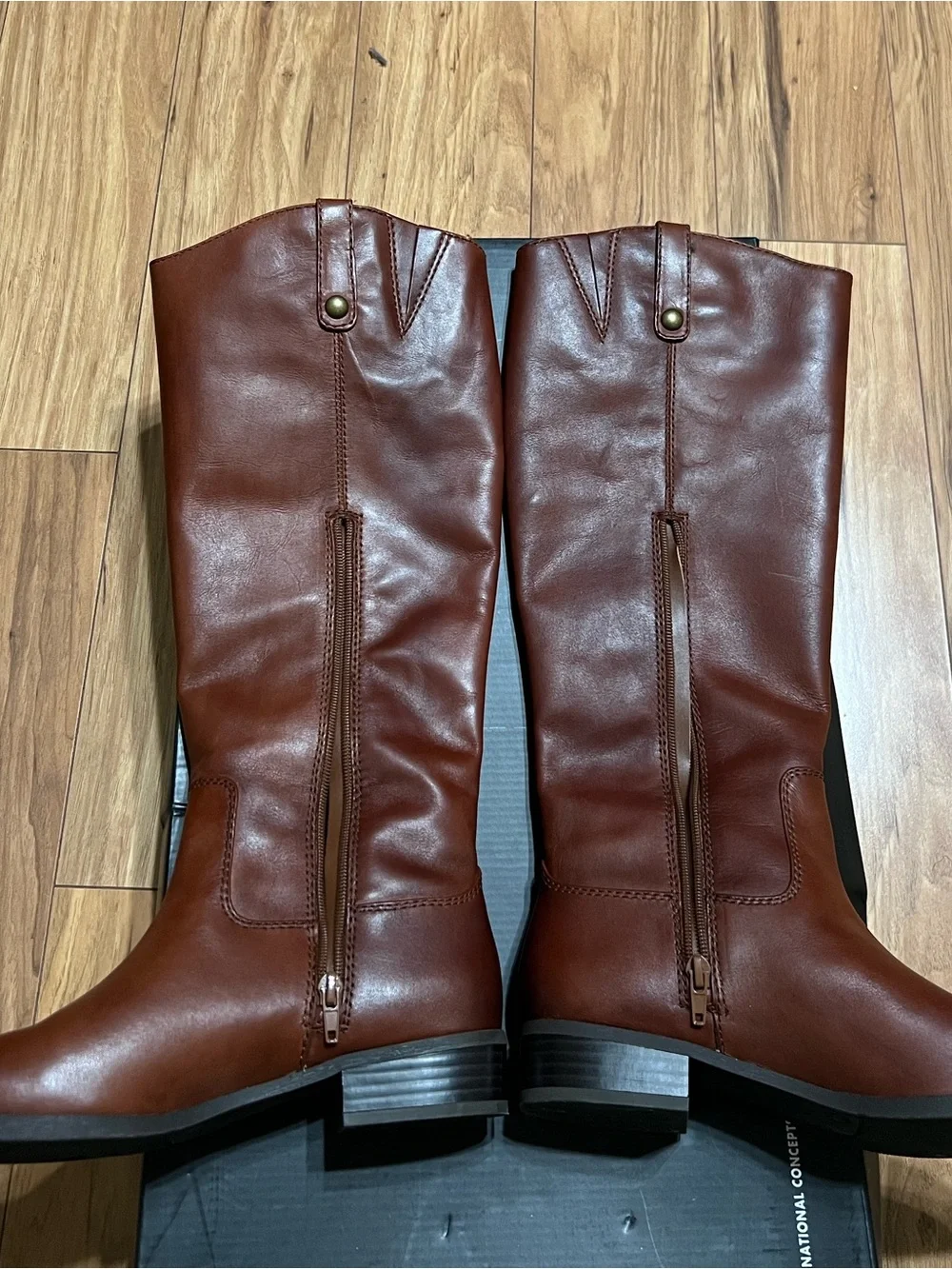 INC International Concepts Tall Cognac Leather Over-the-Knee Boots